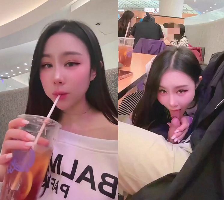 공항에서 자지만지고 정액와플 먹기